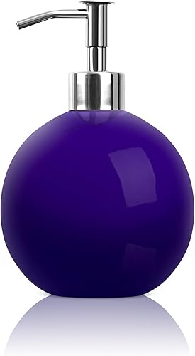 Dispensador de jabón de manos, dispensador de jabón de cerámica de 18 onzas, dispensador de jabón de manos para baño con bomba de metal duradera