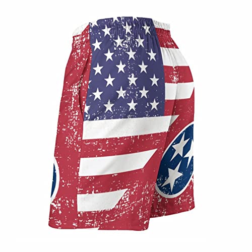 America Tennessee State Flag Men's Swim Trunks Quick Dry Beach Drawstring Shorts Sports Shorts with Pocket4
