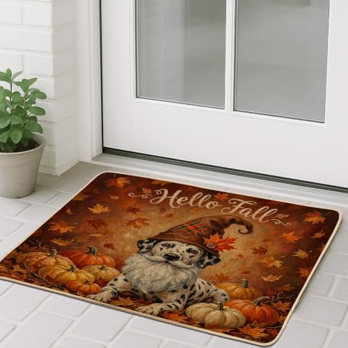 Tapete para puerta exterior de gnomo dálmata para decorar tu patio en otoño 4