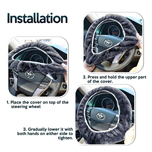 Zone Tech Car Steering Wheel Cover–Classic Grey Anti-Slip Comfortable Winter Warm Stretch On Steering Wheel Cover Car Wheel Protector #TOP4