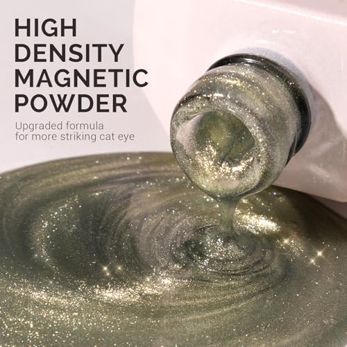 Image of MelodySusie Jeweliver Cat Eye Gel Nail Polish, Bright Gold Glitter Holographic Magnetic Nail Polish with Magnet,0.5 Fl Oz, UV Nail Polish for Nail Art Manicure Salon DIY at Home G1060