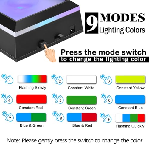 IFOLAINA LED Light Base Multicolor Show Stand Square Display Plate 9 Lighting Mode Color Change for 3D Crystal Art and Glass Ball Resin Figurine
