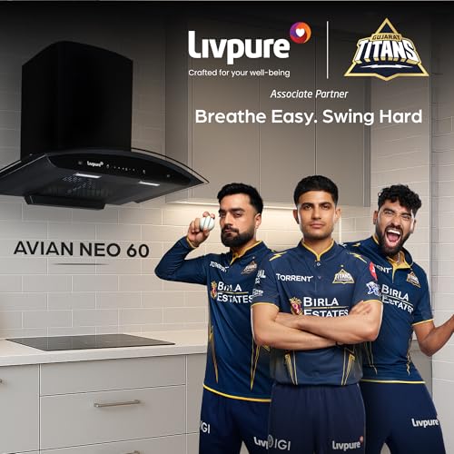 Image of Livpure Avian Neo 60 cm | Curved Glass | 1500 m /hr Suction | Filterless | Touch & Gesture Control | Low Noise | 10 Years Motor + 2 Years Comprehensive Warranty | Black