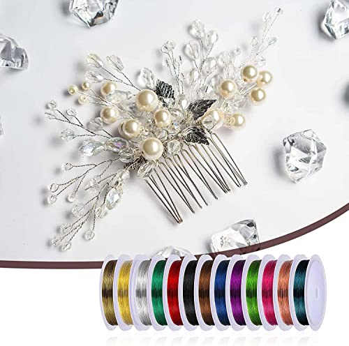 Image of DIY Crafts Rolls 0.38 mm Diameter 148-164 ft Beading Wires Bright Bead Stringing Wires Stainless Steel Color (10 Roll 10 Color, 10 Color Tiger Tail Wire Rolls)