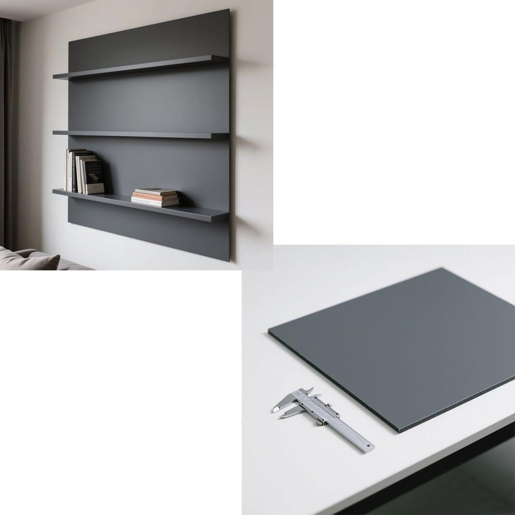 Graue PVC-Blatt-Kunststoffplatte | Starre Vinylplatte, leichtes, langlebiges Material for Heimwerker, Bastelarbeiten, Dicke 6–20 mm(200mm*200mm*15mm (1 piece))