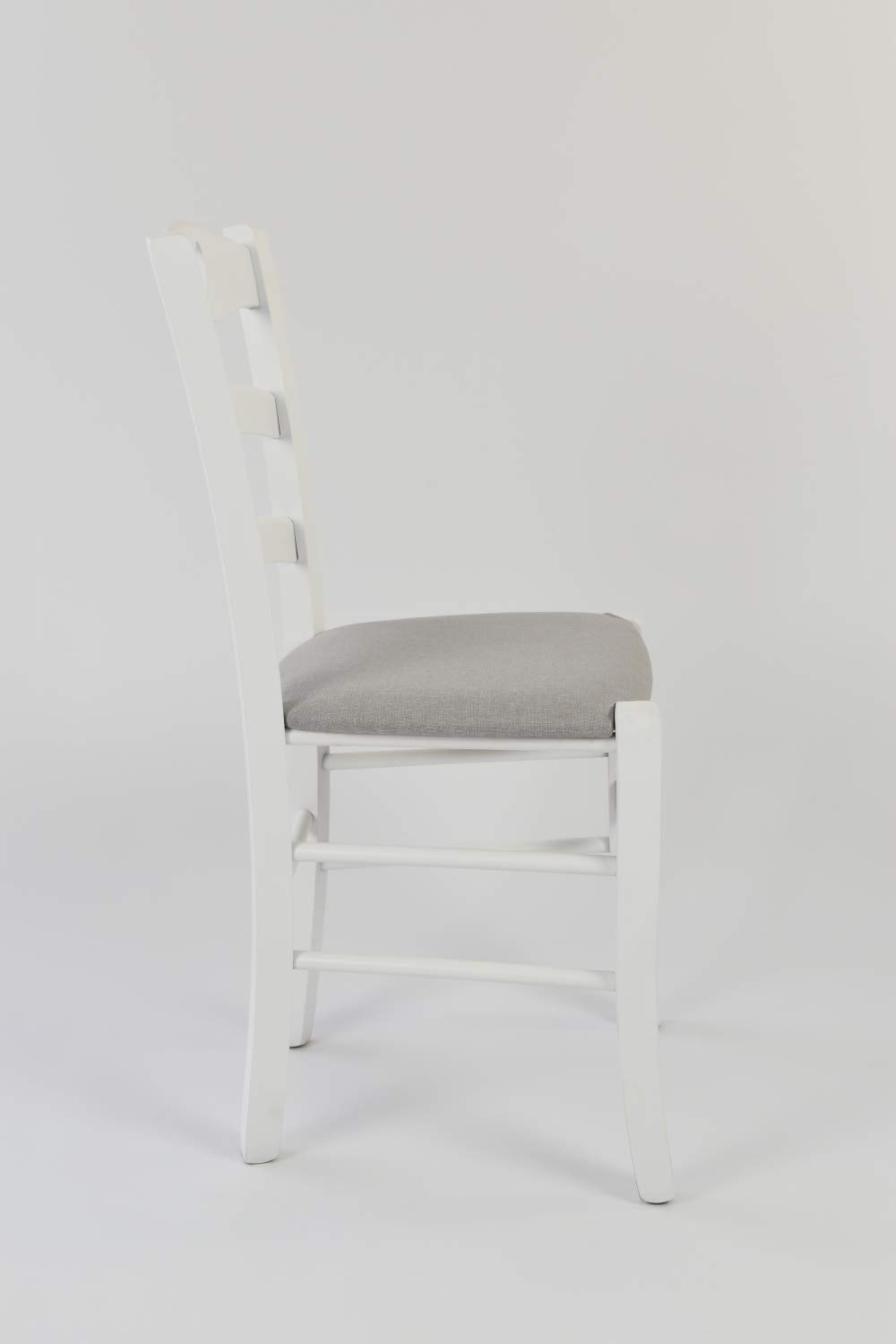 t m c s Tommychairs - Set 4 sedie modello Cuore per cucina bar e sala da pranzo, robusta struttura in Legno di faggio laccato bianco e seduta rivestita in tessuto colore grigio perla