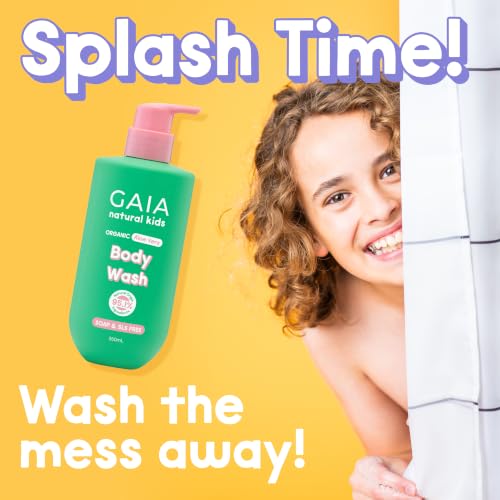 GAIA Natural Kids Body Wash for Kids | Gentle Cleanser for Sensitive Skin | Natural Origin with Organic Aloe Vera | Soap Free I Fragrance Free | Australian Made | 350mL - Image 3