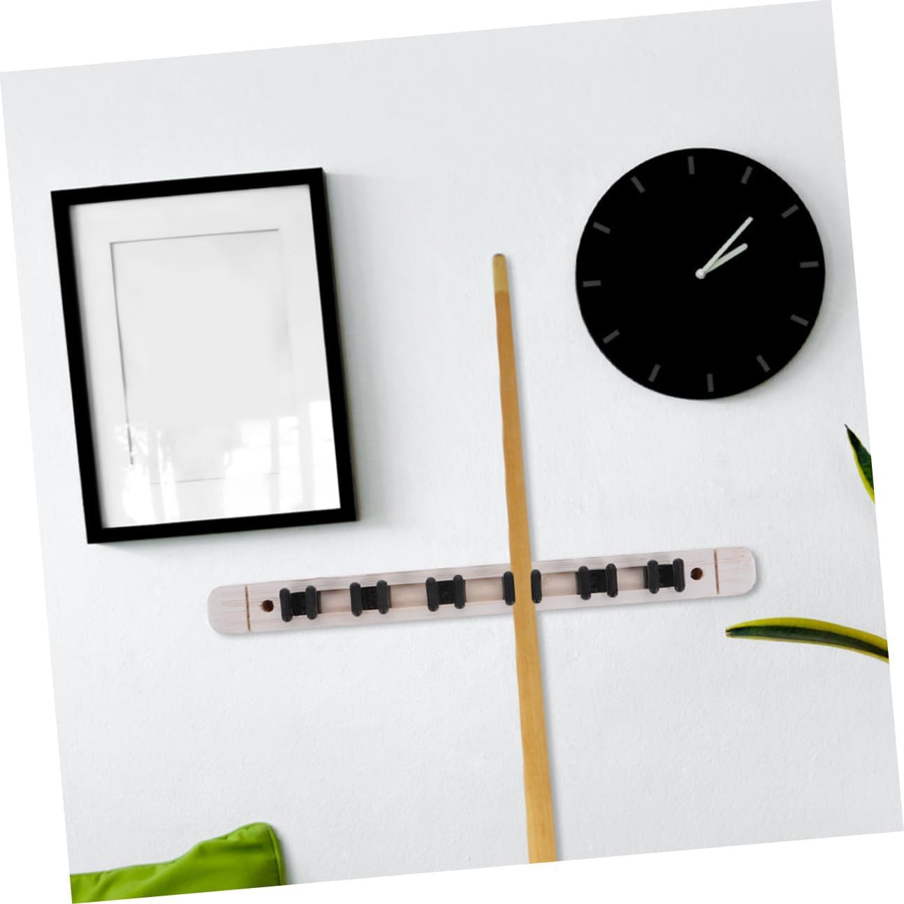 Luxshiny 2 Pairs 6-hole Solid Wood Pool Cue Rack Wall Mounted Billiard Cue Storage Holder White Billiards Accessory for Game Room Organization