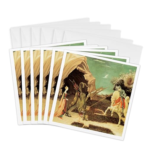 Cartes de vœux Saint George et le dragon Paolo Uccellio 15,2x15,2 cm d'art italien