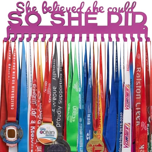 Medal Hanger Display - Wall Mount Steel Rack with 20 Hooks Holds 63+ Medals