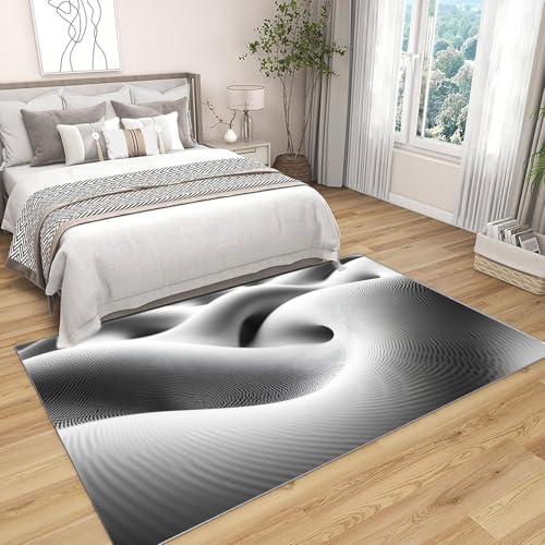 Impression 3D tapis géométrique blanc lavable pour salon et chambre
