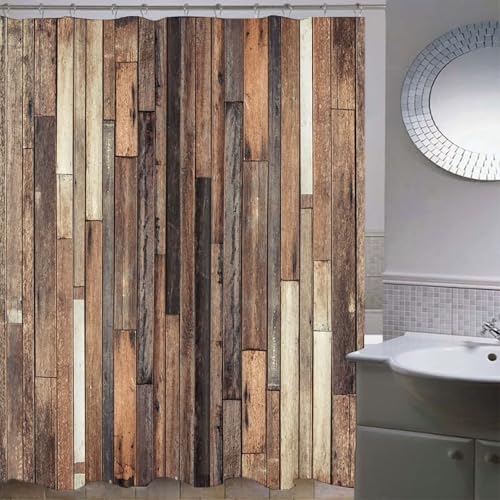 Rideau de salle de bain en polyester marron étanche et facile à laver