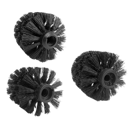 Image of 3PCS Toilet Brush Head Replacement Refills, Easy Screw-On Design, Sturdy Simple Compact Replaceable Stiff Bristles, Make Deep Cleaning, Good Grip for Bowl Plunger in Guest Office Master Bathroom-Black
