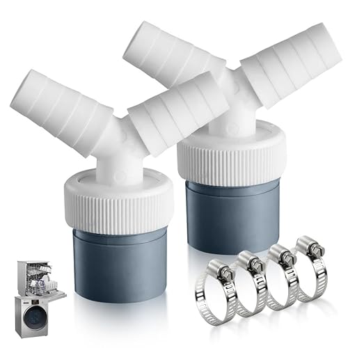 2 Stücke Abfluss Waschmaschine Doppelanschluss,T-Stück Doppelanschluss für Geschirrspüler,Eingangsstutzen für Y-Adapter von 19-24 mm und Abgang 40mm,für den Geschirrspüler,Trockner,Waschmaschine