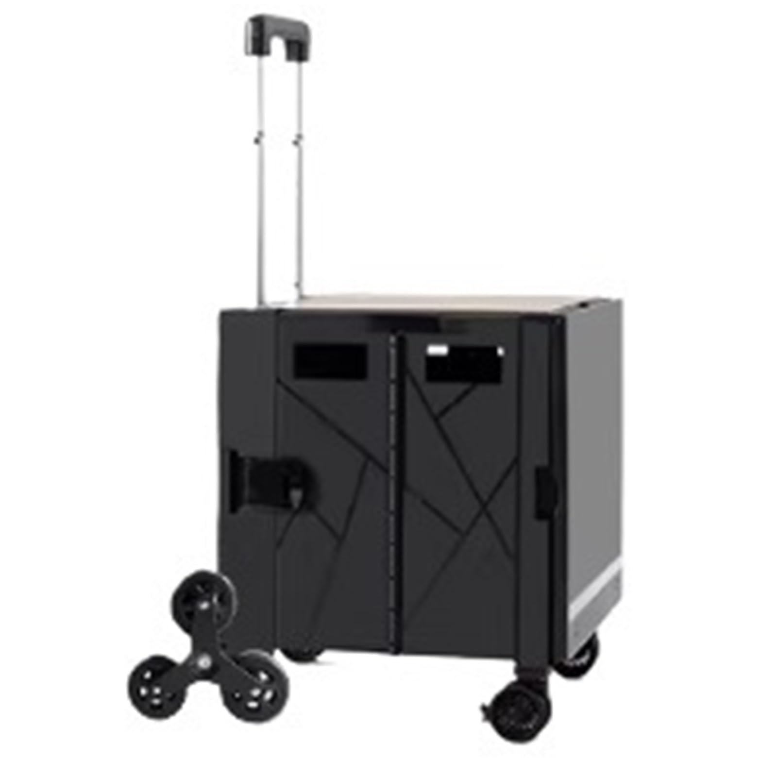 Schwerlast-Klappkarre Einkaufswagen mit Rädern, klappbar, for Treppensteigen, praktischer Anhänger Zugstange Paletten- und Transport auf Rädern(Schwarz)