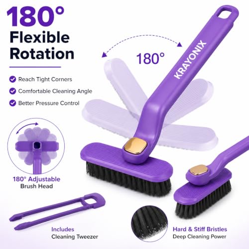 Image of (Pack of 1) Multi-Function Bathroom Plastic Cleaning Brush,Tiles Cleaning Brush,Hard Bristle Rotating Crevice Gap Cleaning Brushes for Bathroom,Floor Cleaner Brush (Multi Colour)