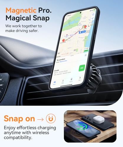 Image of CANSHN Designed for Samsung Galaxy S24 FE Case [Full Camera Protection] [Compatible with MagSafe] Translucent Matte Shockproof Protective Phone Cover 6.7 Inch - Black