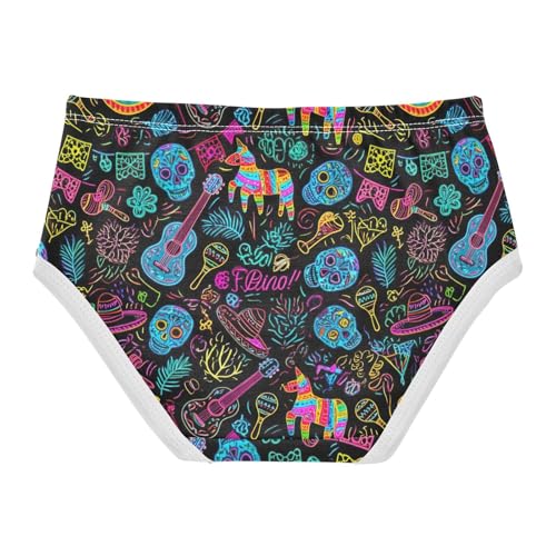 Joisal Toddler Girls Underwear 2t Cotton Panties for Girl Colorful Briefs Kids Undies Cool Maximalism Skull Black2