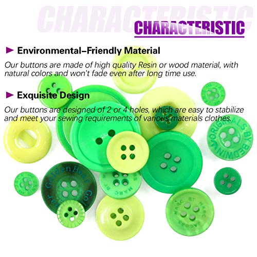 Swpeet 1000Pcs Christmas Green Craft Buttons, 2 And 4 Holes Red Round Craft Resin Sewing Buttons Suitable For Christmas Sewing Decorations, Art & Crafts Projects Diy Decoration - Green #TOP1