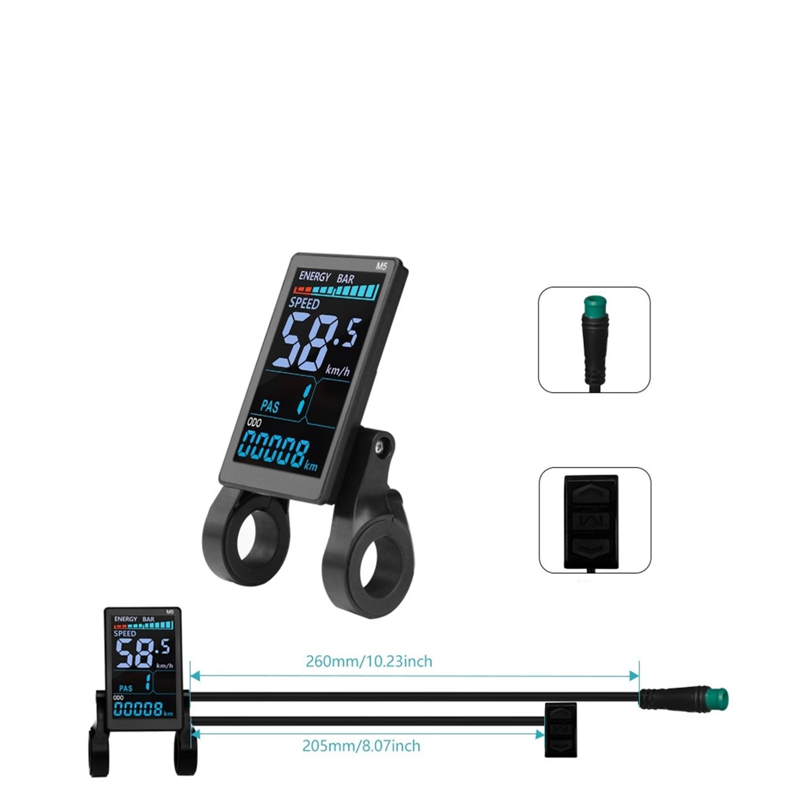 Pantalla para Ebike, 2 Uds Conector Medidor Controlador De Velocidad con Pantalla LCD M5