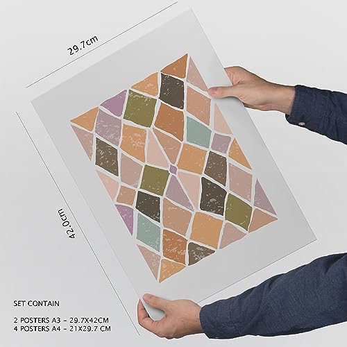 Nacnic Set von 6 Drucken von Mustern von ethnischen Stilen in den ethnischen Stilen. Ästhetische dekorative Rahmen für Ihr Wohnzimmer, Schlafzimmer, Zuhause. Wandkunstdruck. Größen A4 und A3