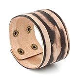 Armbandlänge: 21 Zentimeter Overdrive-Racing Herrenarmband Leder Armband braun mit Branding im Bikerstyle Streifen