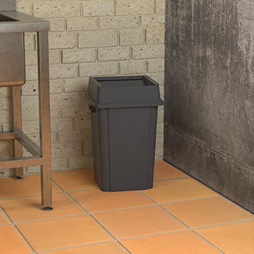 Image of 19 Gallon Grey Square Commercial Trash Can with Lid