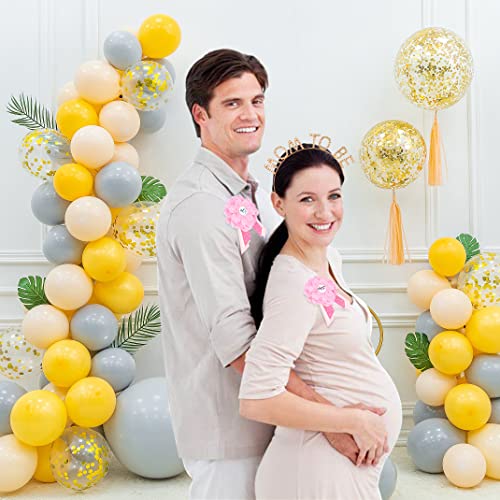 DIYBravo 5 PCS Baby Shower Mommy Daddy to be Pin Maternity Sash Corsage Set Pink Pregnancy Keepsake Flower Belly Belt Gender Reveal Baby Shower Party Favors New Parents Gifts (Pink) - Image 3