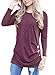 Ours Women's Casual Long Sleeve Round Neck Sweater (L, Wine Red)
