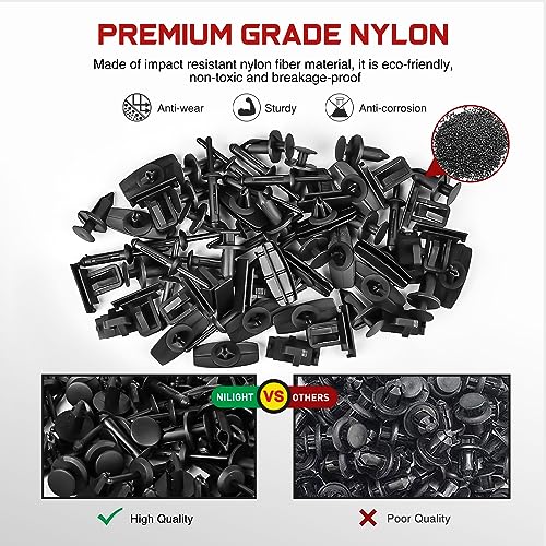 Image of Nilight 60PCS Fender Flare Rocker Moulding Clip Assortment 68039280-AA, 55156429-AA, 6503598,6501559 Replacement for Jeep Wrangler Chrysler Ford GMC with 1 Fastener Remover