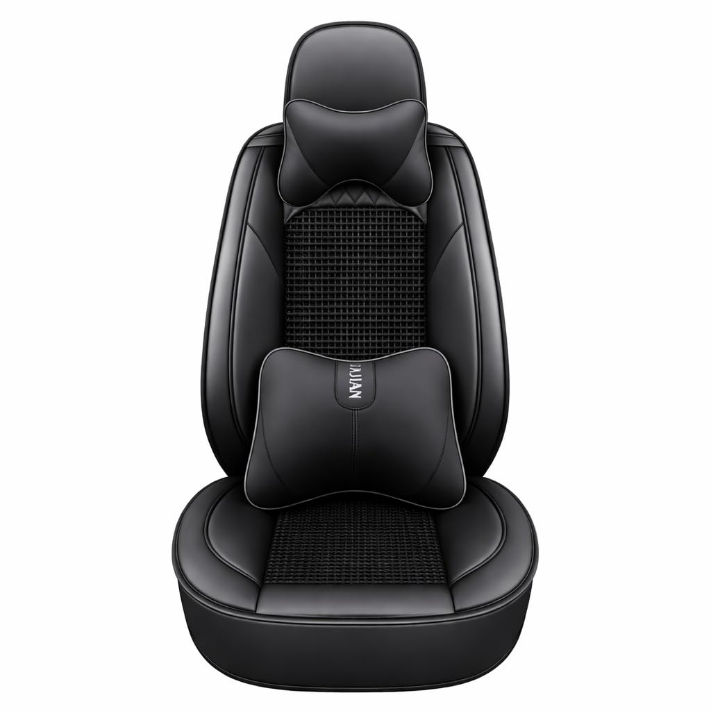 BXIUJHDZ 5 Seat Car Seat Covers Full Set for Alfa Romeo 159 Sportwagon (939B) 159 Sportwagon Q4 (939B), Cooling Ice Silk Breathable Waterproof Leather Seat Protector,Full Black - Deluxe