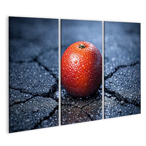 Tableau sur toile orange pour décorer un bureau de designer ou un grand salon industriel 3 pièces