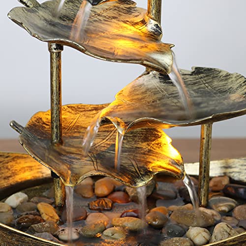 Lotus Leaf Cascade water Feature, Creative Cascading water Fountain, Garden water Feature Fountain met LED-verlichting, USB Charging, Indoor Outdoor Tabletop Fountain,C - Afbeelding 6