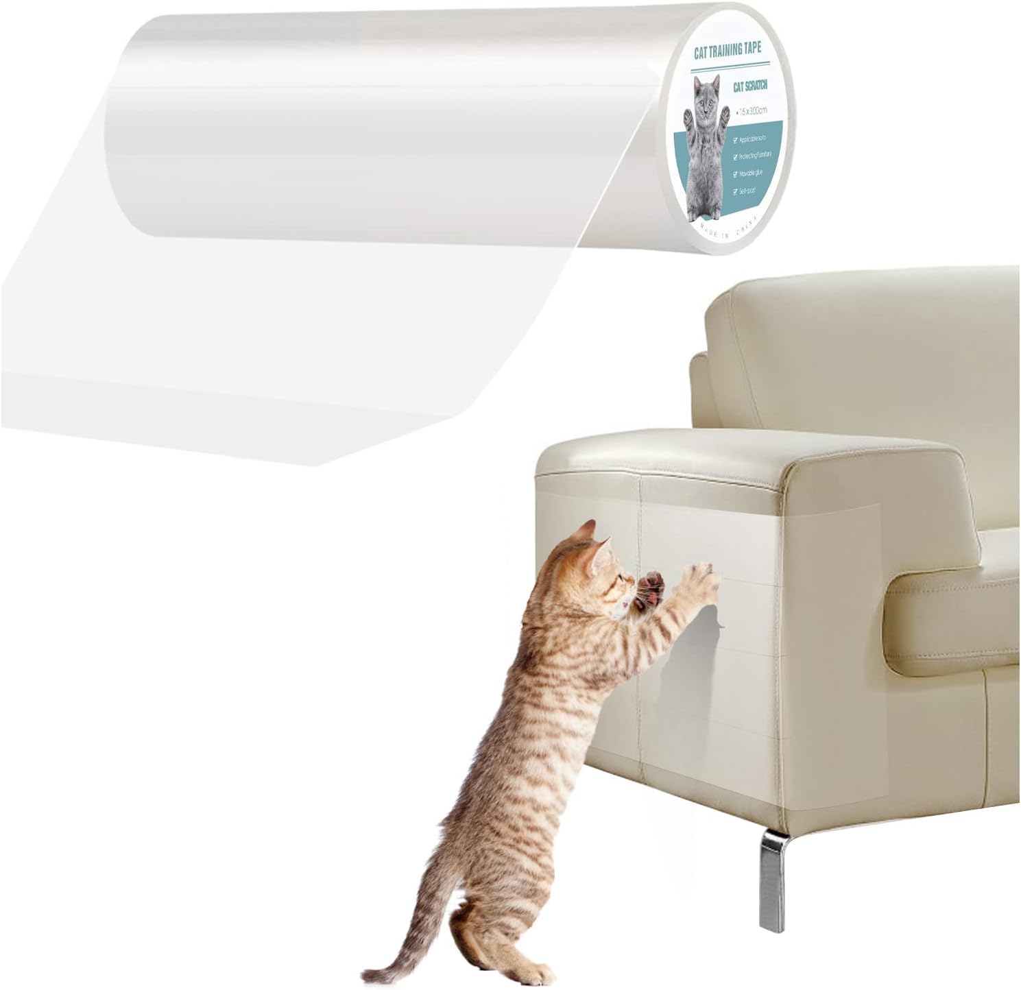 Pellicola Antigraffio Per Divani - Protezione Trasparente 20x300cm Contro Graffi Di Gatti - Foto 3