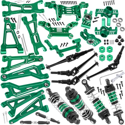 BRCatWPark RC Upgrades Part for 1/16 H16BM H16DR H16 MJX 16207 16208 16209,Shock Absorbers,Suspension Arms,Drive Shaft Axles,Steering,Shock Tower,Links,Steering Block,Caster Block,Green