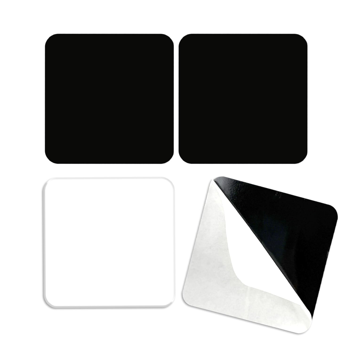 EKIND Black Reusable Rug Gripper Anti Slip Carpet Tape, Dual Sided Adhesive Pads for Non Slip Rug Pads for Hardwood Floors Mat Corner and Tiles Fixing Trimmable Shape(4Pcs,Square)