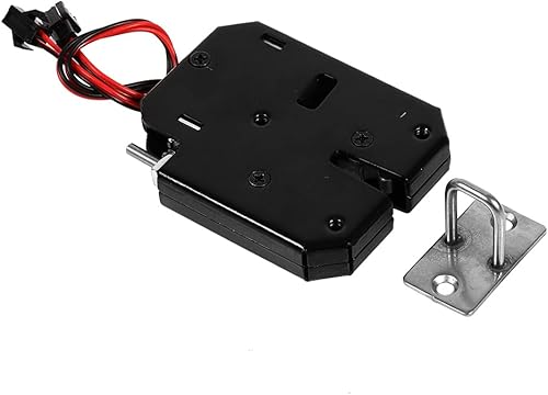 Control eléctrico electromagnético Mini cerradura de perno eléctrico DC 12V 2A Acero al carbono Negro Armarios de gabinete Solenoide Cajón Cerradura