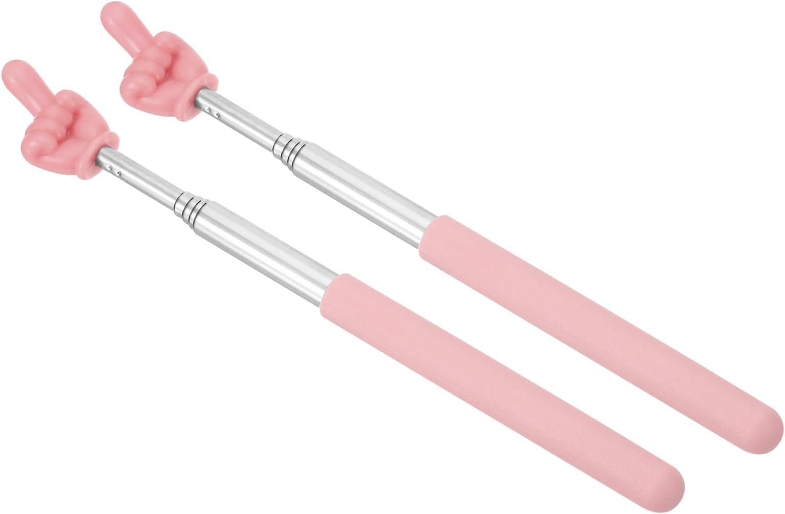 Telescopic Teachers Pointer Stick, 2 Pcs Classroom WhiteBoard Teacher Hand Finger Mini Pointer for Presentation Speaker Guide Coach, Pink Style 1