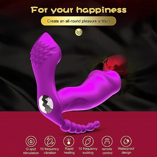 YcsLust 3 in 1 Double Motoren G-Punkt 10 Vibratoren Tragbare Butterfly Vibrierende Vibratoren für Sie G-Punkt Stimulation Leise und Stark Klitoris Sexspielzeug FüR Sie Frauen Und Paare (Lila) – Bild 3