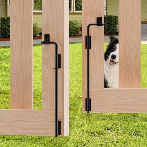 Image of 18 Inch Cane Bolt Gate Drop Rod, Square Heavy Duty Gate Latch, Cane Bolts for Wood Vinyl Metal Fences Gates-(Black Finish,2 Pack)