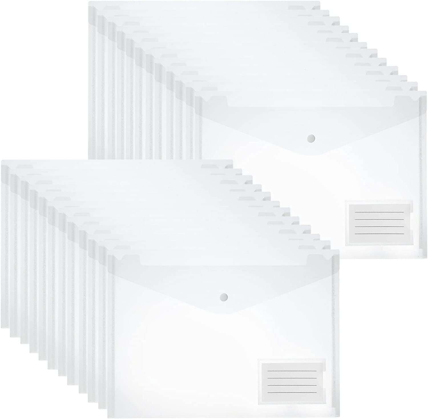 Plastic Wallets Folders - 38 Pcs A4 Clear Plastic Popper Wallet Document Folder with Button Closure - AVARTEK
