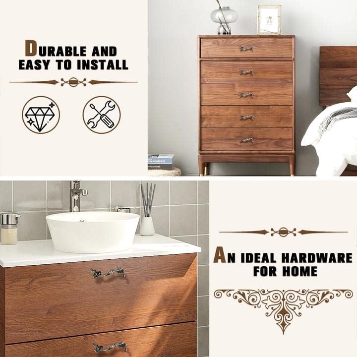 Miniatura 7 de Probrico Tiradores de cajón de 2.5 pulgadas (2.520 in) estilo vintage para puertas de gabinetes de cocina, cajones y armarios de forma rizada,