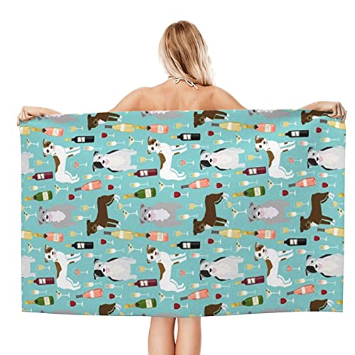 Serviette de plage pitbull bleu motif original idée cadeau originale pour passionné de chiens