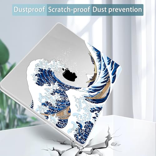 Image of Tuiklol for MacBook Air 13 inch Case M5 2026 M4 2025 M3 2024 M2 2022 Release Model A3449 A3240 A3113 A2681,Plastic Hard Shell Cover for MacBook Air 13.6 with Touch ID, Sea Wave