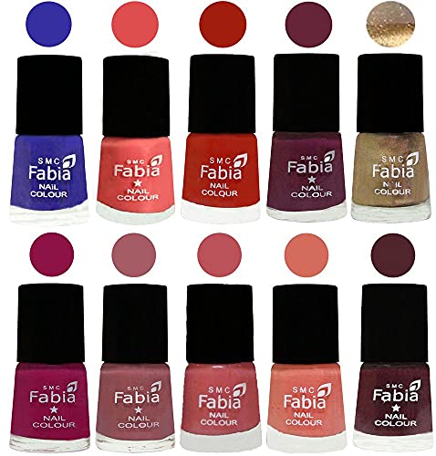 Image of SMC Fabia ALL IN ONE (PACK OF 10), Long Lasting Glossy Nail Polish, 6 ml Each, All Vibrant Colours,01775