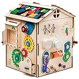  Aktivitätswürfel Holz mit Licht 19 in 1 Motorikwürfel Montessori Aktivitätsbrett Entwickelndes Spielzeug Beschäftigtes Brett Busyboard für Kinder