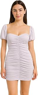 فستان ضيق قصير مكشكش للنساء، لون ابيض، بدون اكمام، فستان صيفي مناسب لحفلات الكوكتيل