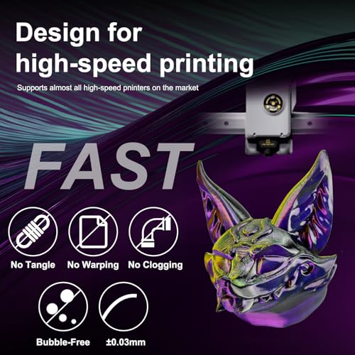 Image of ERYONE Silk Tri Color PLA Filament 3D Printer 1.75mm + /- 0.03mm, Multicolor Filament Tricolor PLA 1KG(2.2lbs) Cardboard Spool, Gold Purple Black