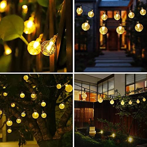 Bollengold Solar Fairy Lights Outdoor Waterproof, 26FT 60LED Solar/USB Powered Garden Lights, 8 Modes Solar String Lights for Yards, Patio, Tree, Party, Festival Decoration(Warm White)