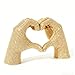 OWADAR Sparkling Beaded Gold Heart Hands Statue, Love Finger Sculpture for Home Decor, Modern Aesthetic Figurine Shelf Decor for Living Room Office Desktop Bookshelf Ornament, Wedding (Gold)